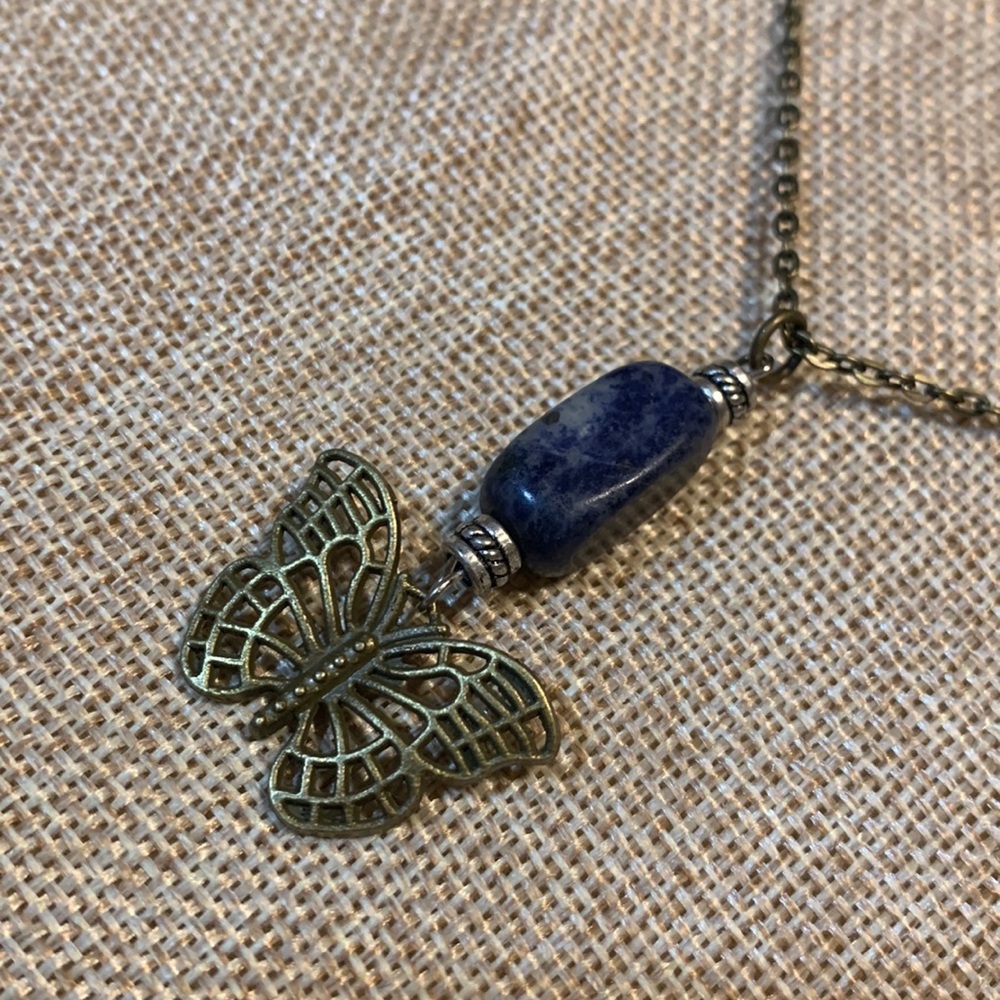 Butterfly Blue Necklace NWOT One of a kind